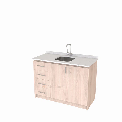 Mueble lavaplatos simple de 120 cm / MLS-1220-SC / centrado / Nougat