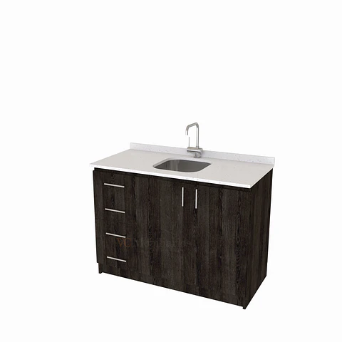 Mueble lavaplatos simple de 120 cm / MLS-1220-SC / centrado / Espresso