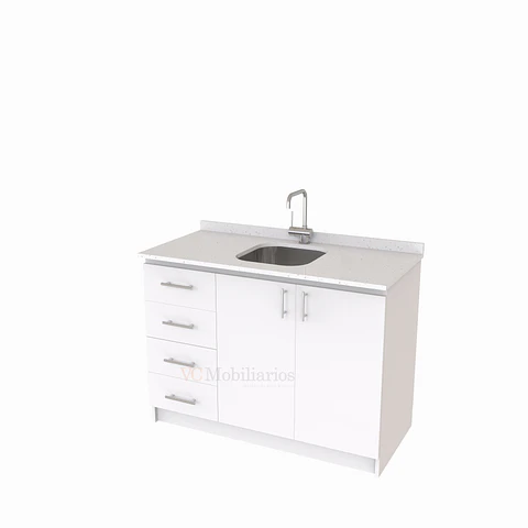 Mueble lavaplatos simple de 120 cm / MLS-1220-SC / centrado / Blanco