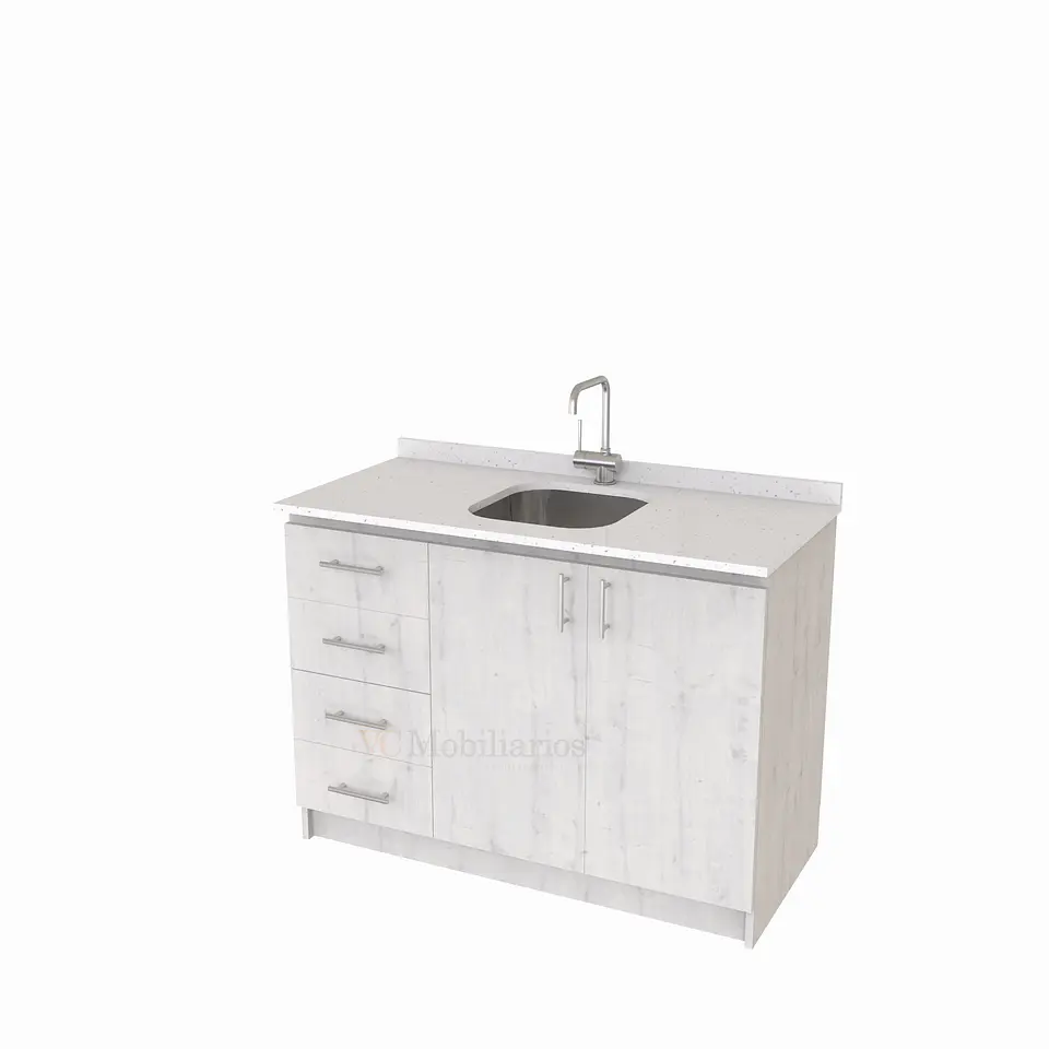 Mueble lavaplatos simple de 130 cm / MLS-1320-SC / centrado / Alaska 1
