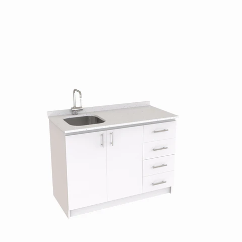 Mueble lavaplatos simple de 120 cm / MLS-1220 / derecho / Blanco