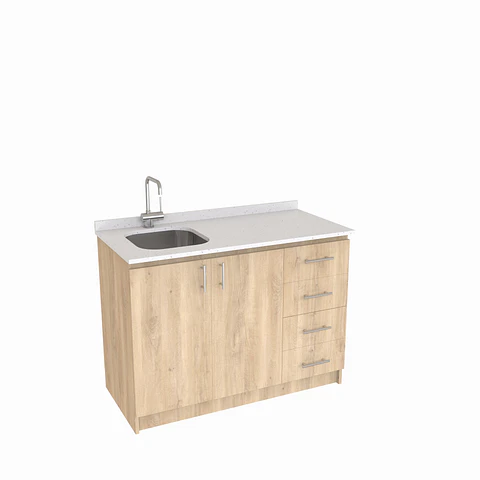 Mueble lavaplatos simple de 120 cm / MLS-1220 / derecho / Jerez