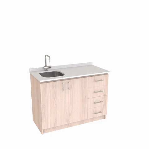 Mueble lavaplatos simple de 120 cm / MLS-1220 / derecho / Nougat