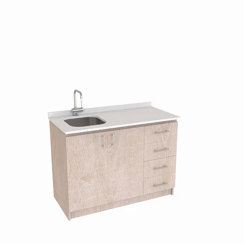 Mueble lavaplatos simple de 120 cm / MLS-1220 / derecho / Provenzal