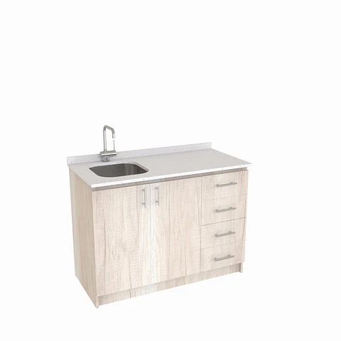 Mueble lavaplatos simple de 120 cm / MLS-1220 / derecho / Toscana