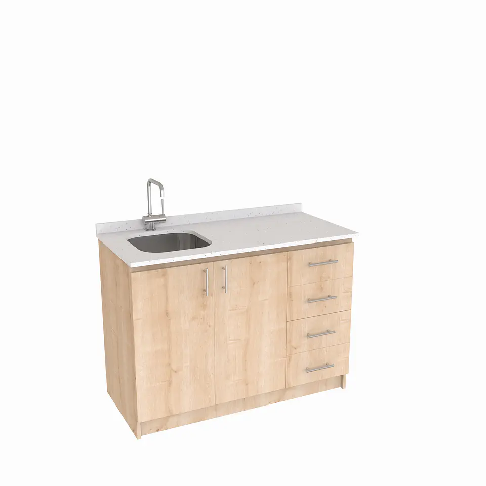 Mueble lavaplatos simple de 130 cm / MLS-1320 / derecho / Rustico 1