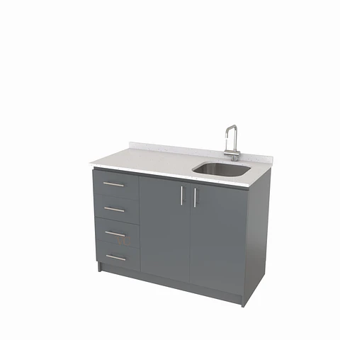 Mueble lavaplatos simple de 120 cm / MLS-1220 / izquierdo / Grafito