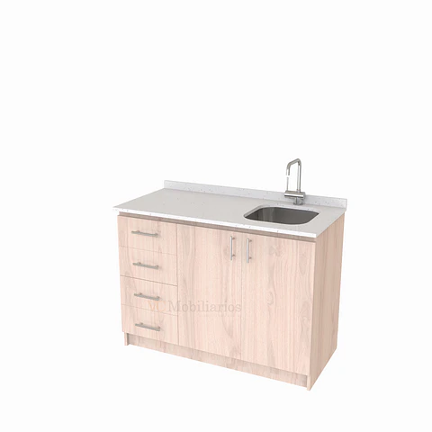 Mueble lavaplatos simple de 120 cm / MLS-1220 / izquierdo / Nougat