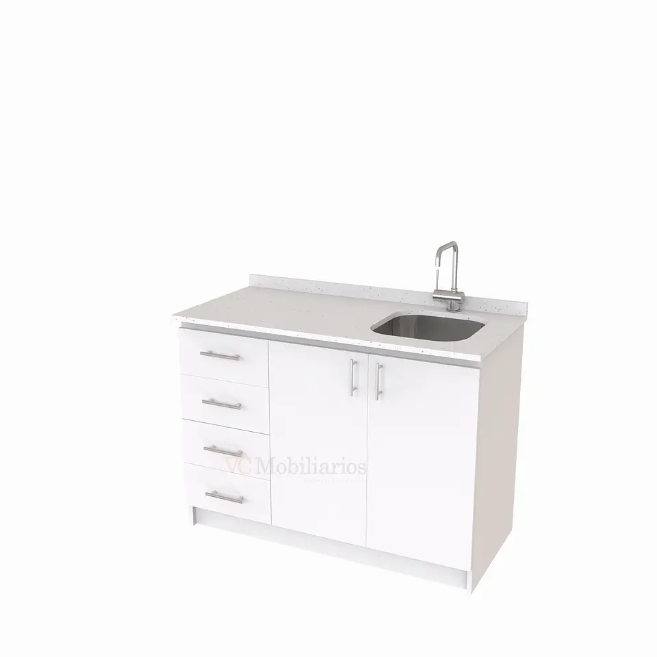 Mueble lavaplatos simple de 120 cm / MLS-1220 / izquierdo / Blanco 1