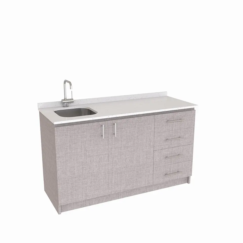 Mueble lavaplatos Simple de 140 cm / Cuarzo blanco galaxys / Derecho / Notte 1