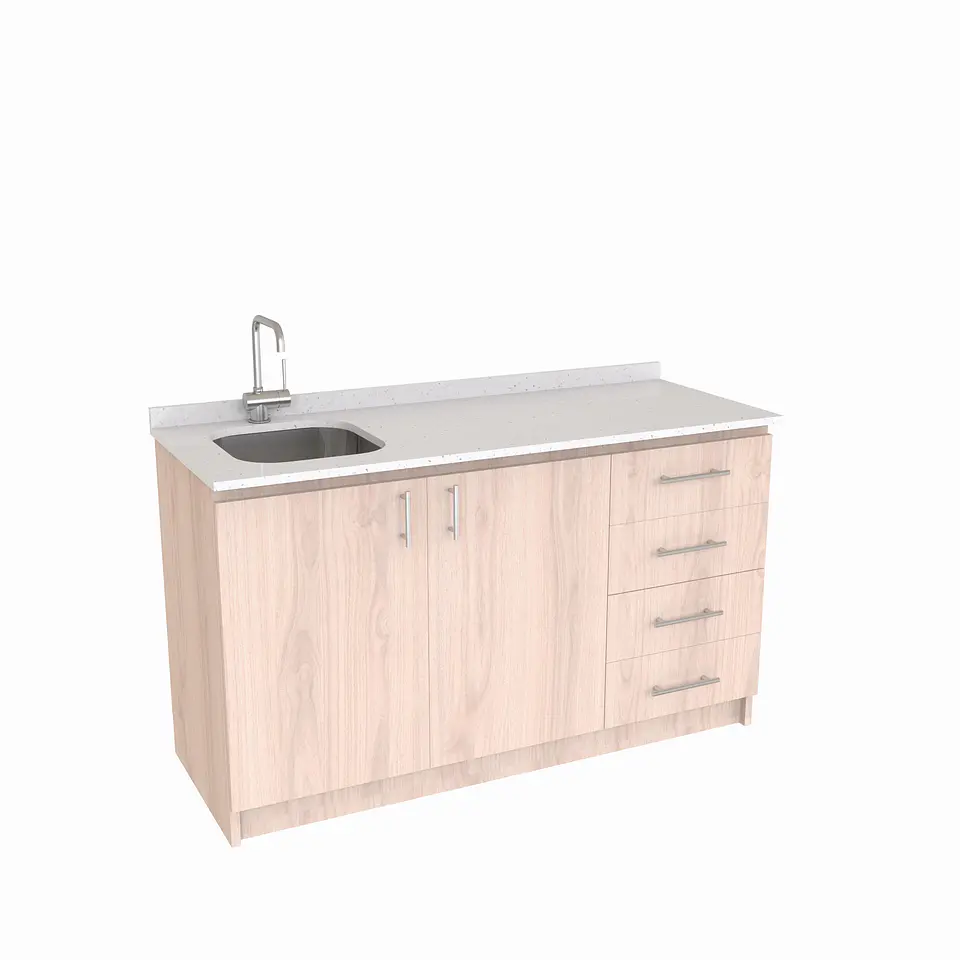 Mueble lavaplatos Simple de 140 cm / Cuarzo blanco galaxys / Derecho / Nougat 1