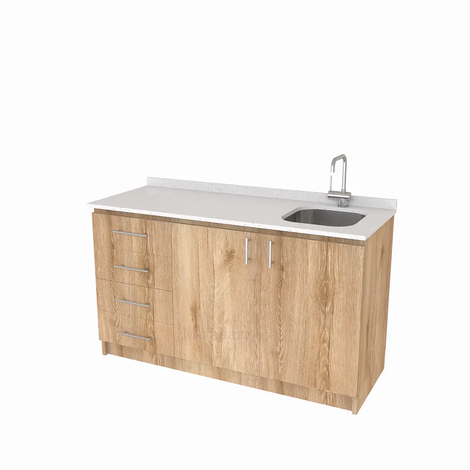 Mueble lavaplatos Simple de 140 cm / Cuarzo blanco galaxys / Izquierdo / Cava 1