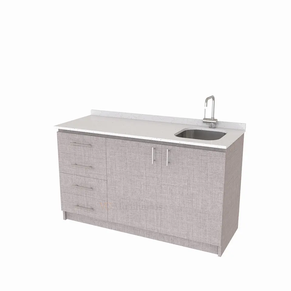 Mueble lavaplatos Simple de 140 cm / Cuarzo blanco galaxys / Izquierdo / Notte 1