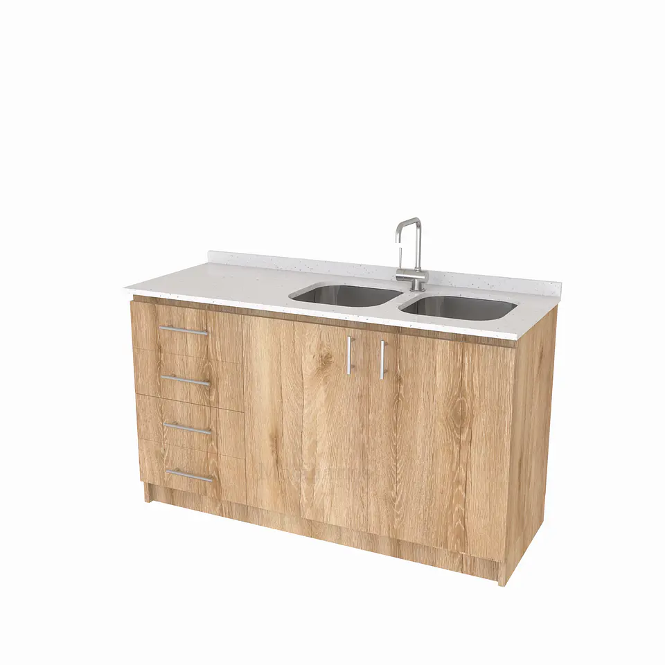 Mueble lavaplato Doble  de 150 cm M1-1543-D / Blanco Galaxys / izquierdo / Cava 1