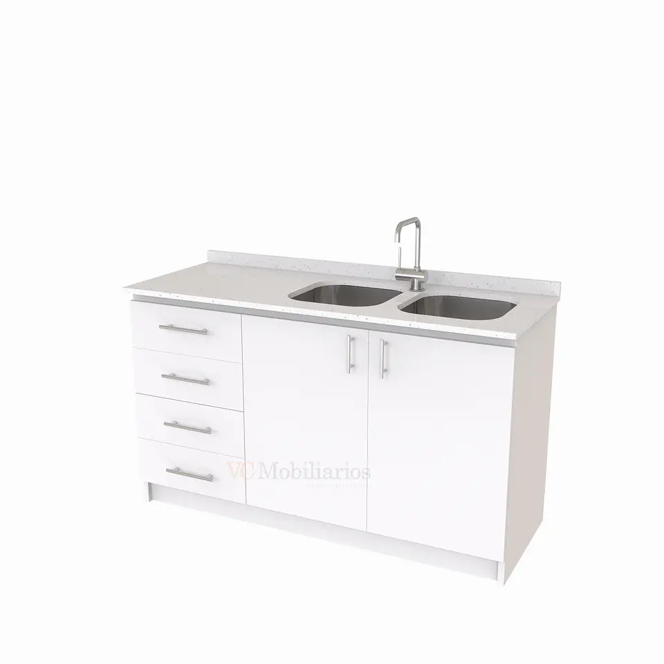 Mueble lavaplato Doble  de 150 cm M1-1543-D / Blanco Galaxys / izquierdo / Blanco 1