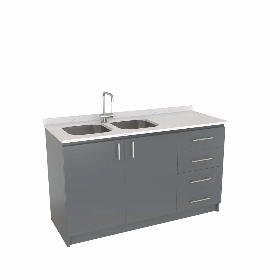 Mueble lavaplato Doble  de 150 cm M1-1543-D / Blanco Galaxys / derecho / Grafito 1
