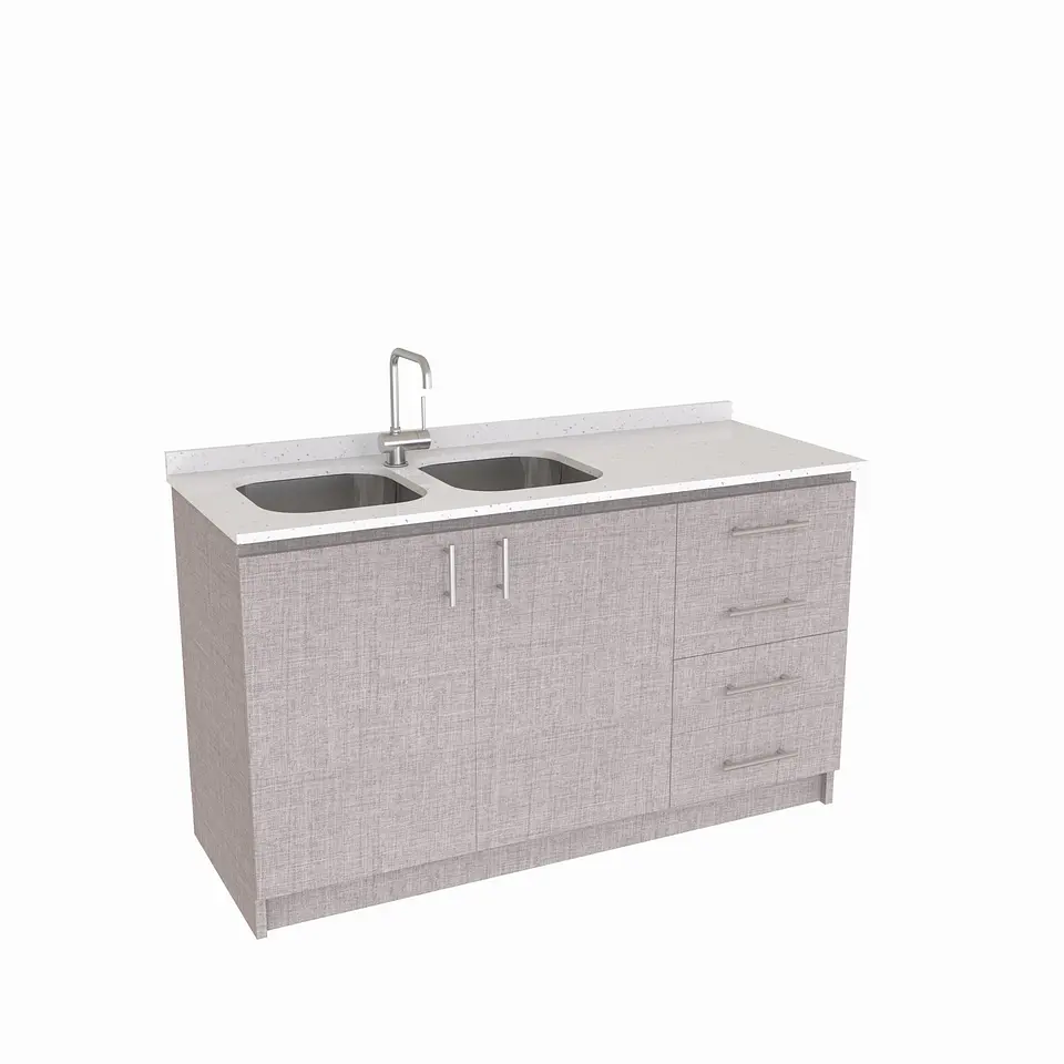 Mueble lavaplato Doble  de 150 cm M1-1543-D / Blanco Galaxys / derecho / Notte 1