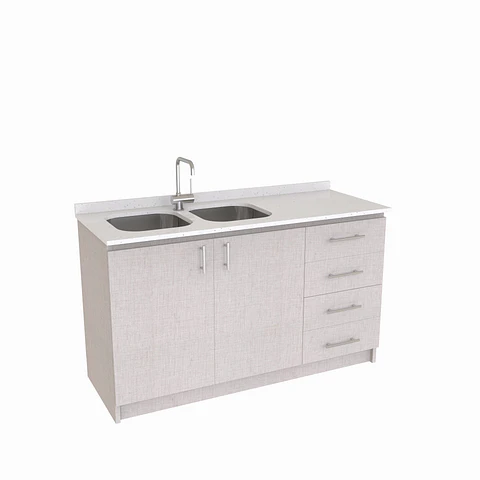Mueble lavaplato Doble  de 150 cm M1-1543-D / Blanco Galaxys / derecho / Giorno