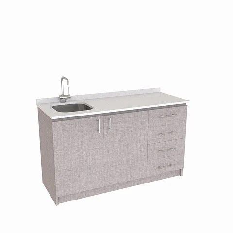 Mueble lavaplatos Simple de 150 cm / Cuarzo blanco galaxys / Derecho / Notte