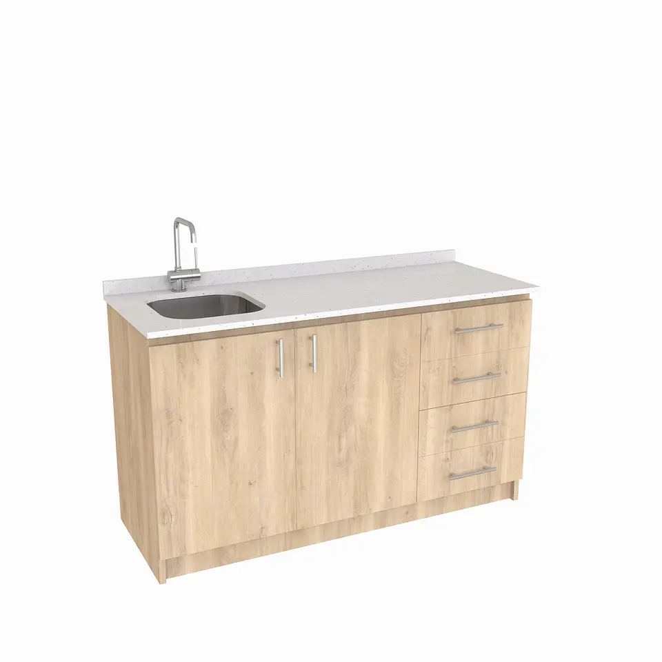 Mueble lavaplatos Simple de 150 cm / Cuarzo blanco galaxys / Derecho / Jerez 1