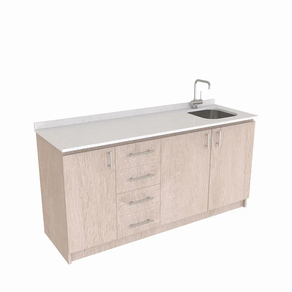 Mueble lavaplatos Simple de 160 cm / Cuarzo blanco galaxys / Izquierdo / Provenzal 1