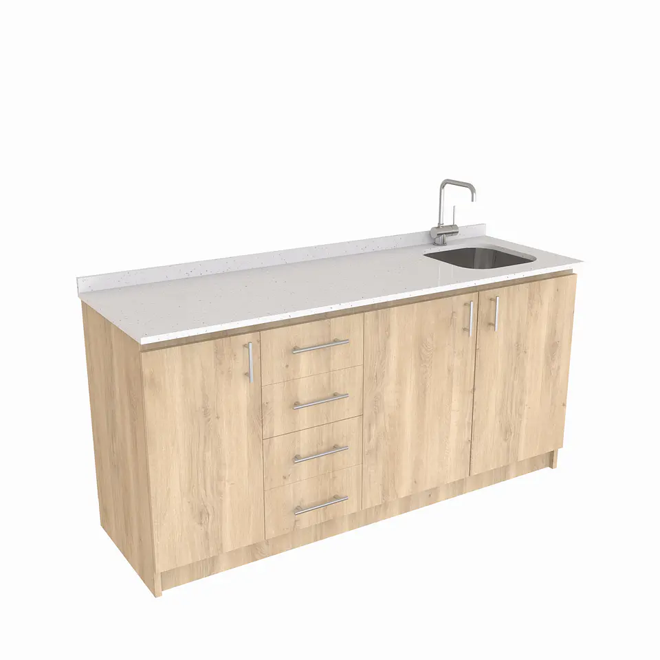 Mueble lavaplatos Simple de 160 cm / Cuarzo blanco galaxys / Izquierdo / Jerez 1