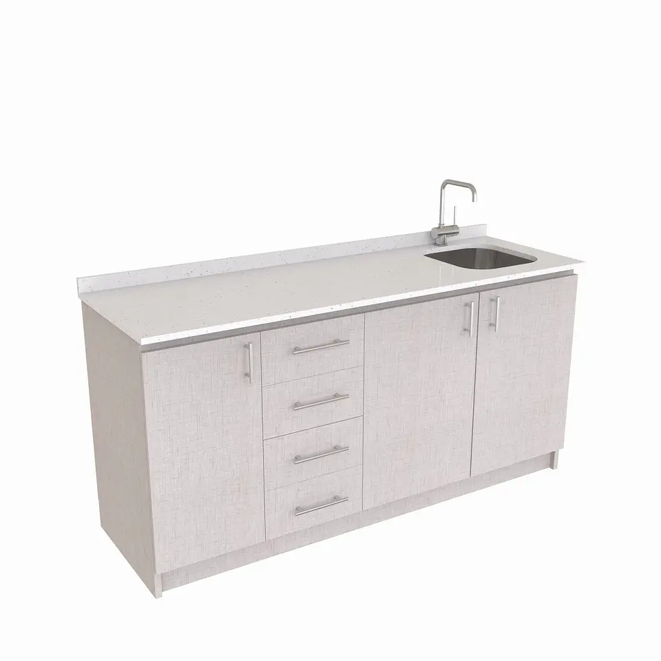 Mueble lavaplatos Simple de 160 cm / Cuarzo blanco galaxys / Izquierdo / Giorno 1
