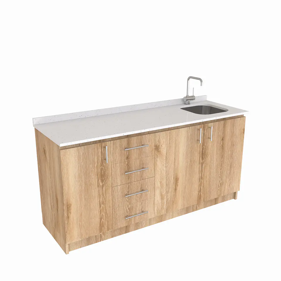 Mueble lavaplatos Simple de 160 cm / Cuarzo blanco galaxys / Izquierdo / Cava 1