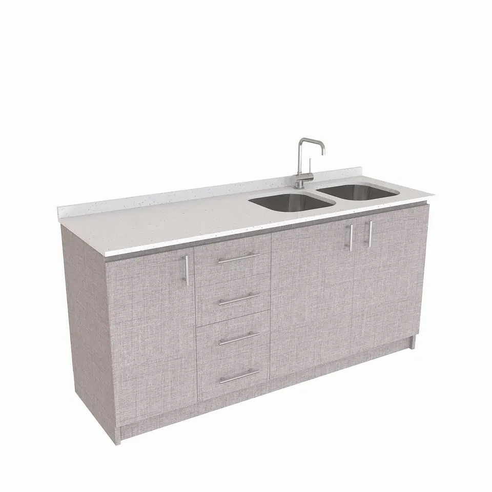 Mueble lavaplatos Doble de 160 cm / cuarzo blanco galaxys / Izquierdo /  Notte 1