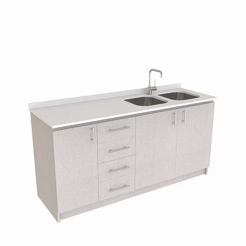 Mueble lavaplatos Doble de 170 cm / cuarzo blanco galaxys / Izquierdo /  Giorno
