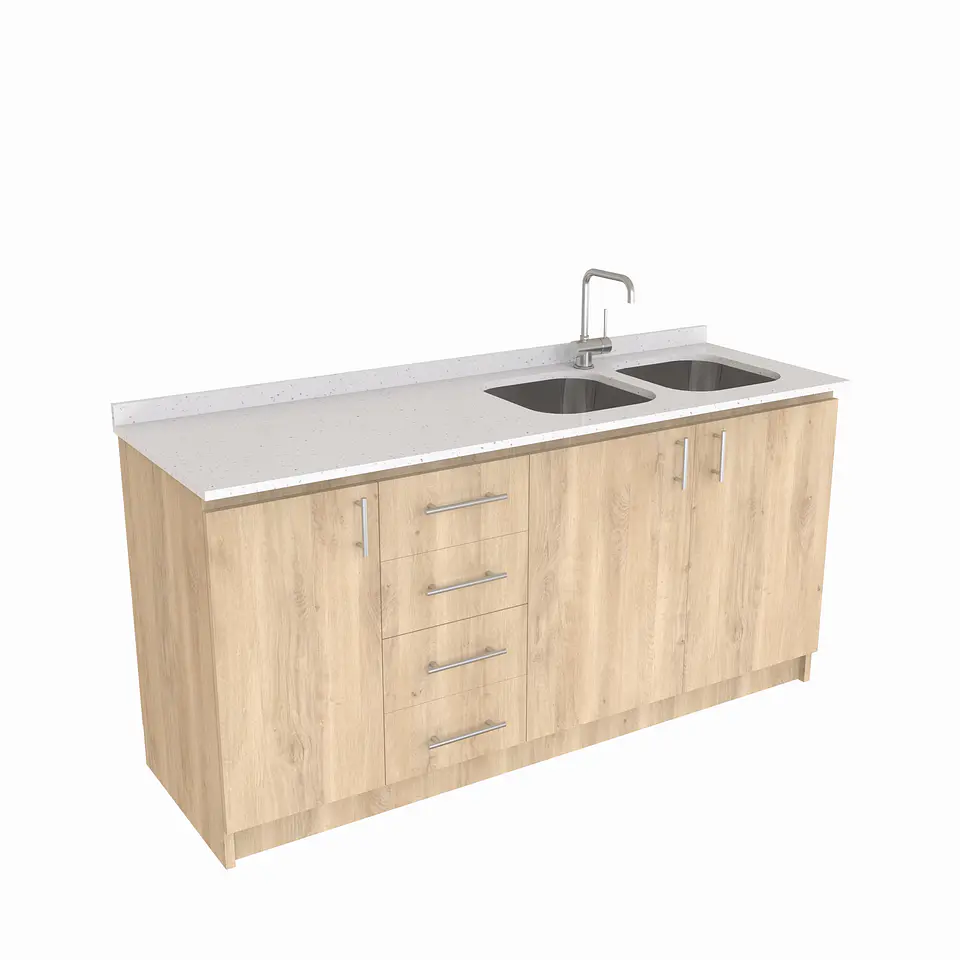 Mueble lavaplatos Doble de 170 cm / cuarzo blanco galaxys / Izquierdo /  Jerez 1