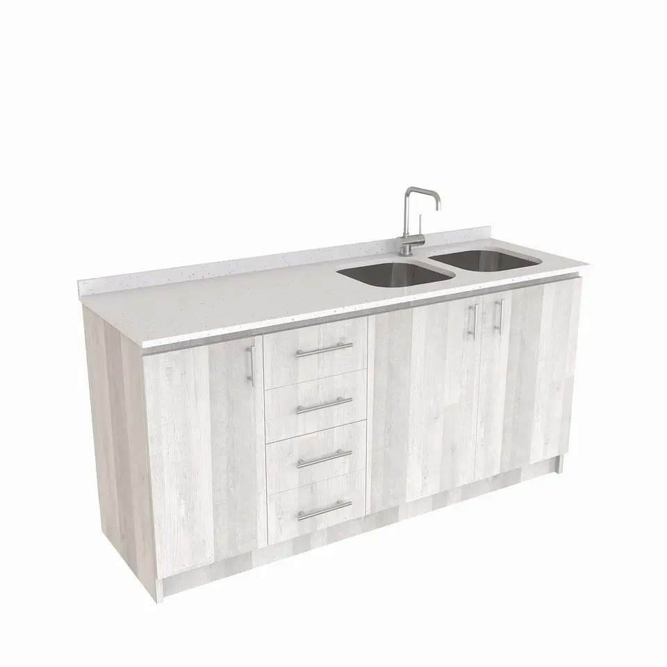 Mueble lavaplatos Doble de 170 cm / cuarzo blanco galaxys / Izquierdo /  Legno 1