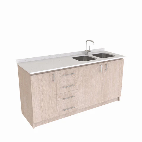 Mueble lavaplatos Doble de 170 cm / cuarzo blanco galaxys / Izquierdo /  Provenzal