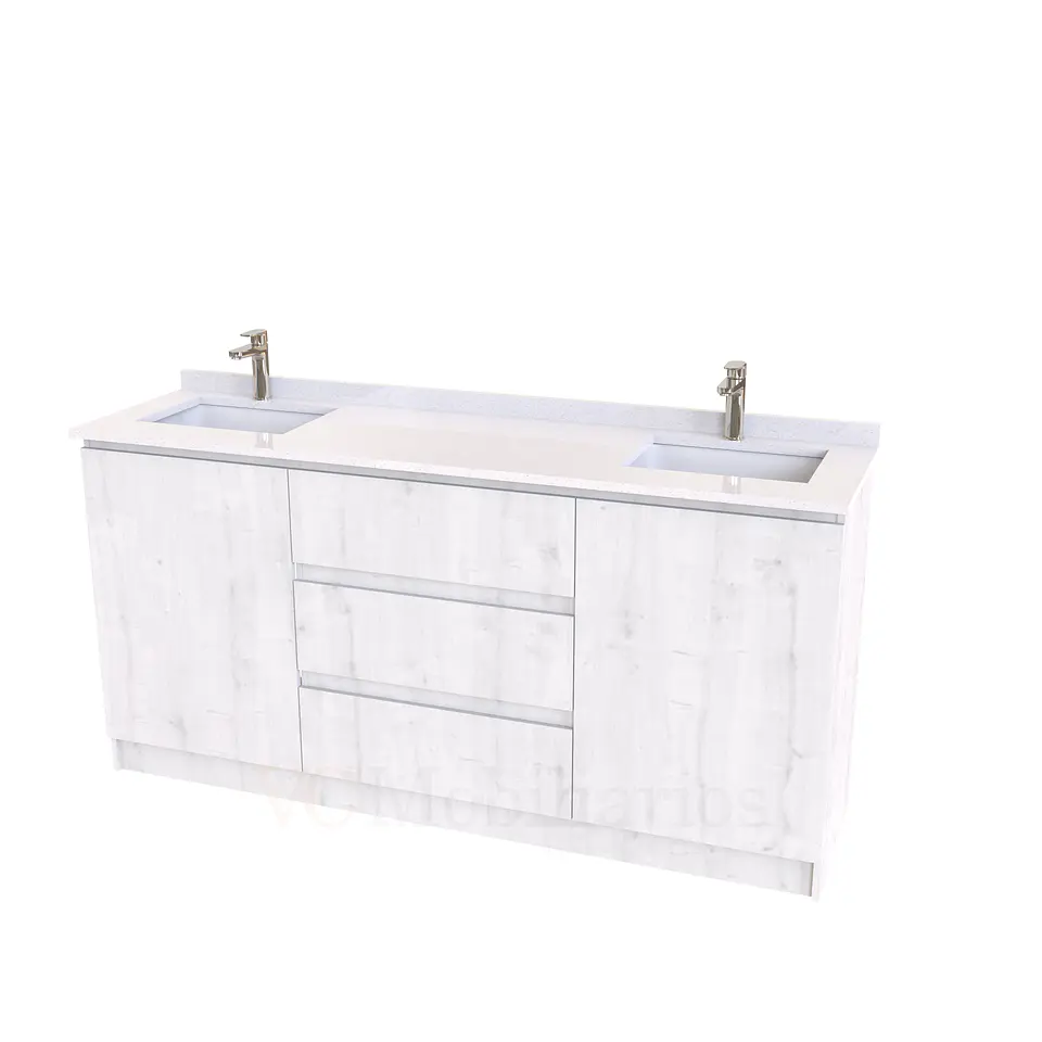 Mueble vanitorio Doble al piso con cubierta de cuarzo  de 170 cm /  M2-1734 -D / Alaska 1