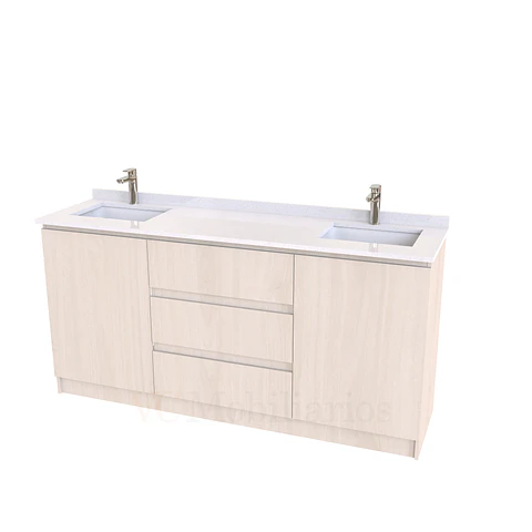 Mueble vanitorio Doble al piso con cubierta de cuarzo  de 170 cm /  M2-1734 -D / Nougat