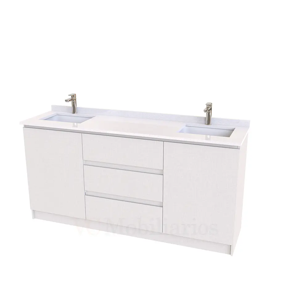 Mueble vanitorio Doble al piso con cubierta de cuarzo  de 170 cm /  M2-1734 -D / Giorno 1