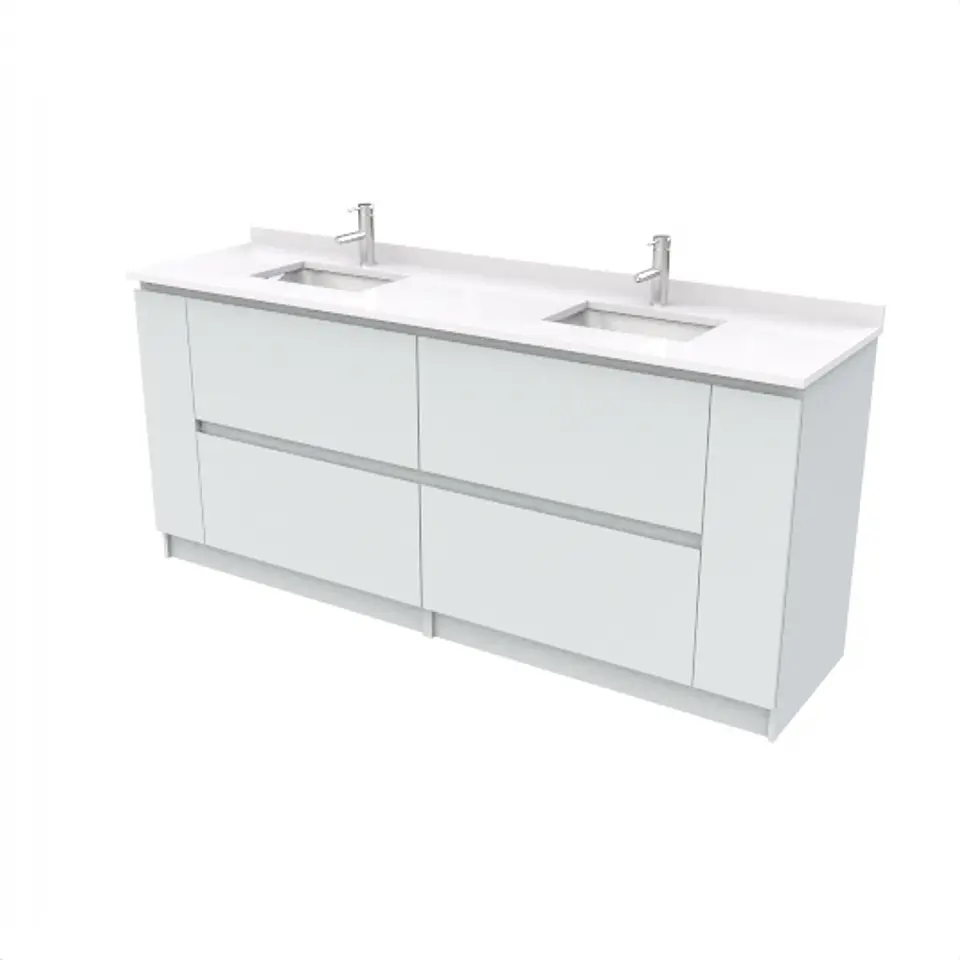 Mueble vanitorio Doble al piso con cubierta de cuarzo  de 200 cm /  M7-2034 -D / Gris humo 1