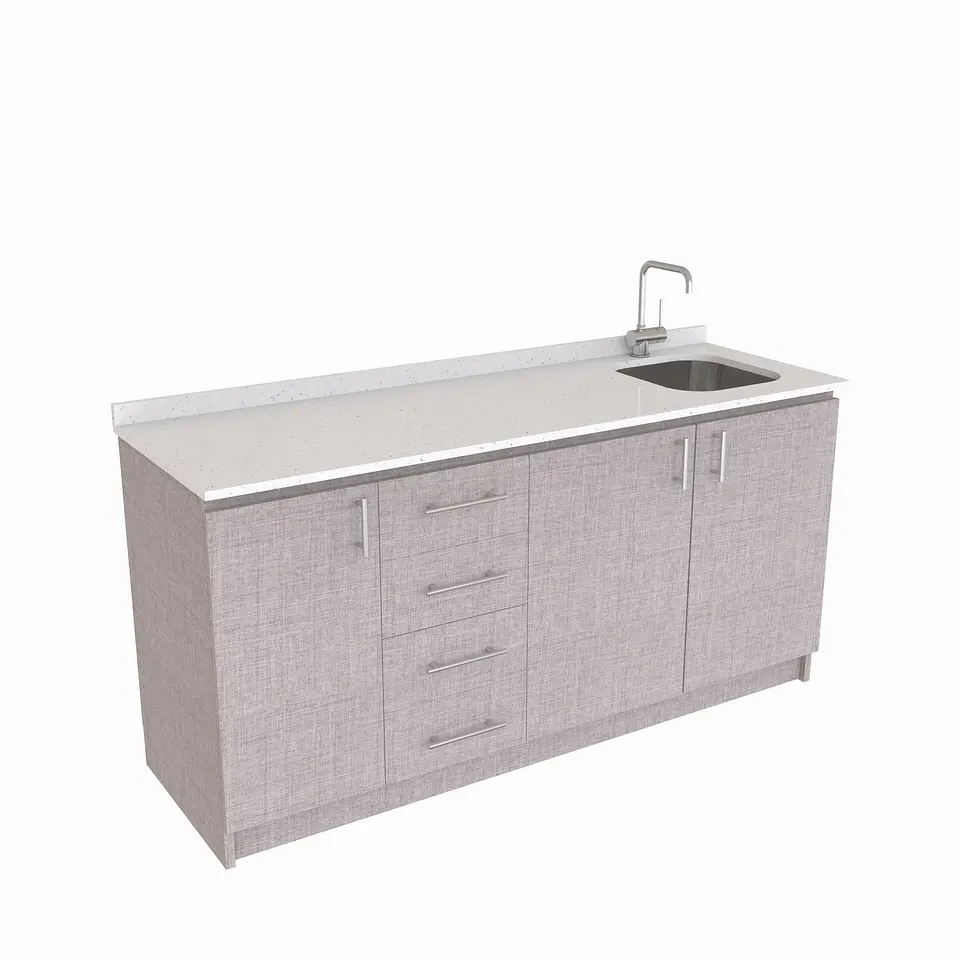 Mueble lavaplatos Simple de 180 cm / cuarzo blanco galaxys / Izquierdo / Notte 1