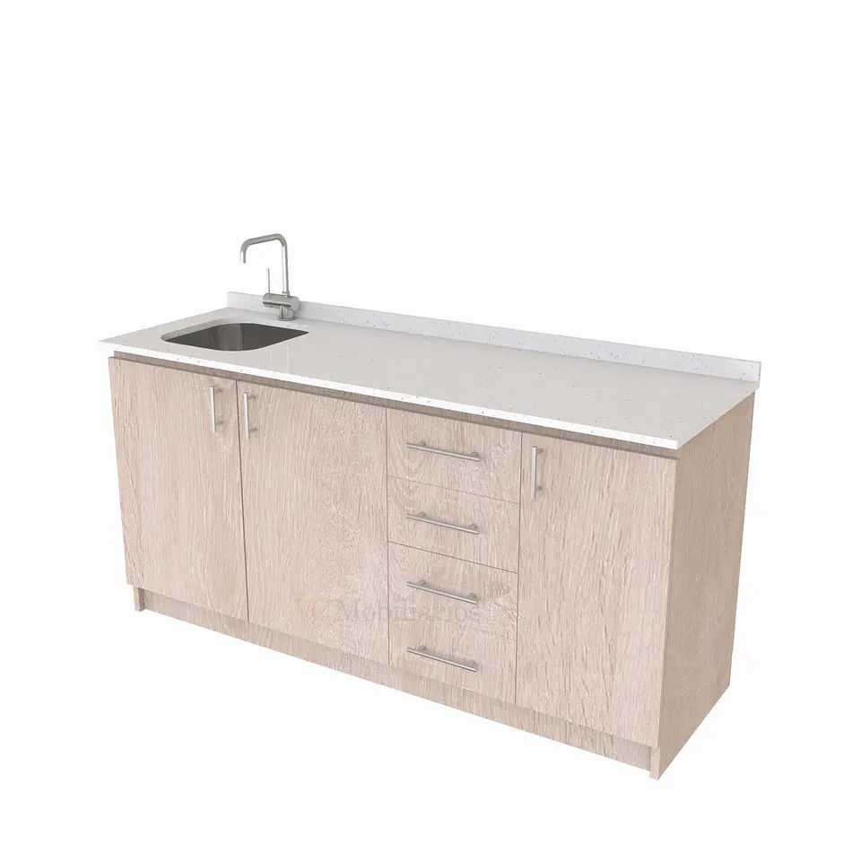 Mueble lavaplatos Simple de 170 cm / cuarzo blanco galaxys / Derecho / Provenzal 1