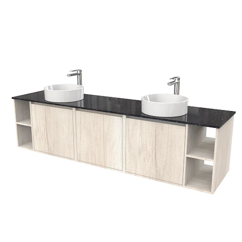 Mueble Vanitorio aereo para lavamanos sobreponer doble  de 200cm / ME-200-SP