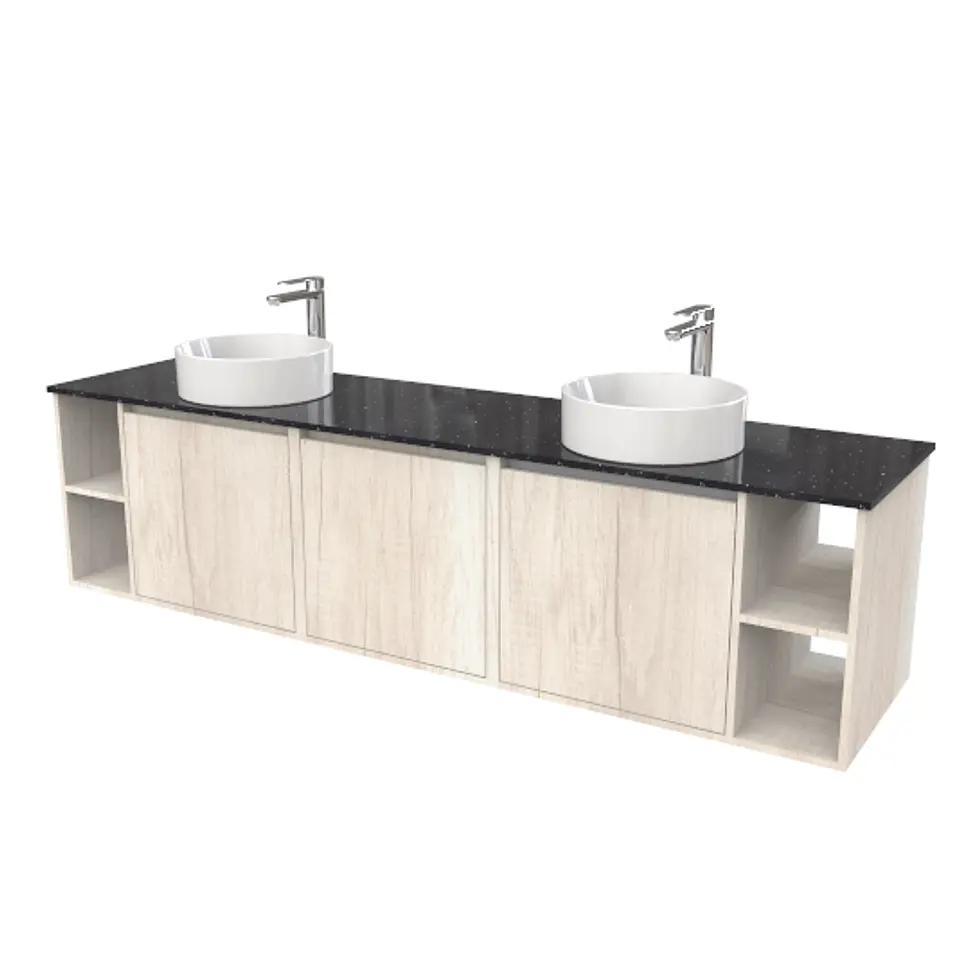 Mueble Vanitorio aereo para lavamanos sobreponer doble  de 200cm / ME-200-SP 1