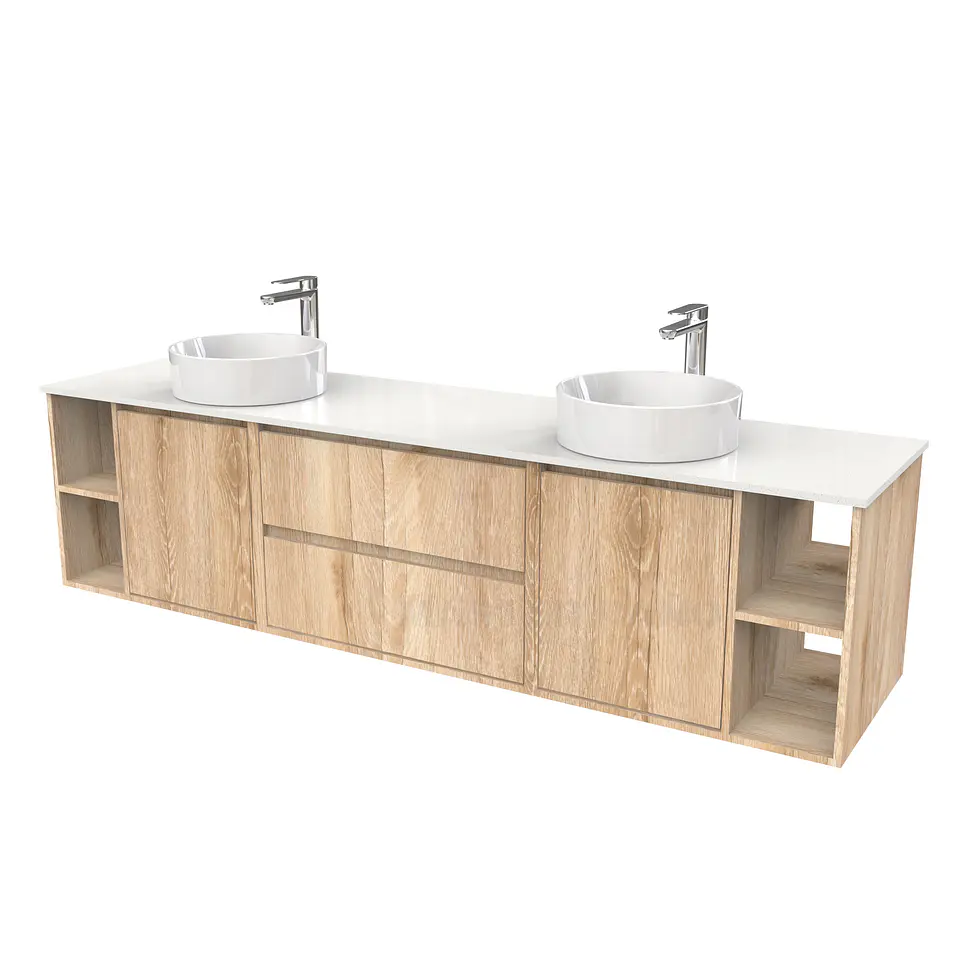 Mueble Vanitorio aereo para lavamanos sobreponer doble  de 200cm / M3-2034 -SPD / Cava 1