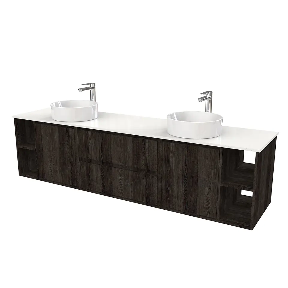 Mueble Vanitorio aereo para lavamanos sobreponer doble  de 200cm / M3-2034 -SPD / Espresso 1