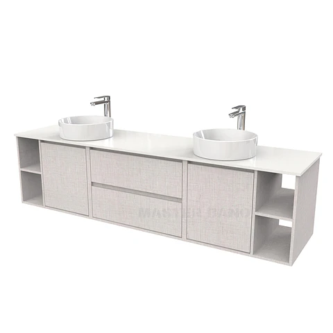 Mueble Vanitorio aereo para lavamanos sobreponer doble  de 200cm / M3-2034 -SPD /Giorno