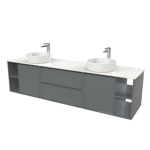 Mueble Vanitorio aereo para lavamanos sobreponer doble  de 200cm / M3-2034 -SPD / Grafito