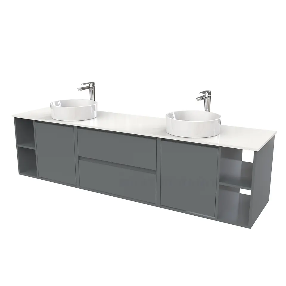 Mueble Vanitorio aereo para lavamanos sobreponer doble  de 200cm / M3-2034 -SPD / Grafito 1