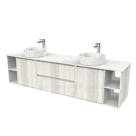 Mueble Vanitorio aereo para lavamanos sobreponer doble  de 200cm / M3-2034 -SPD / Legno