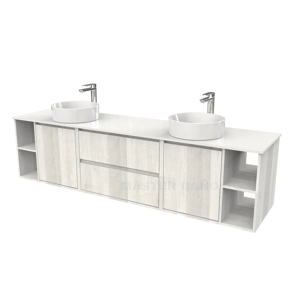 Mueble Vanitorio aereo para lavamanos sobreponer doble  de 200cm / M3-2034 -SPD / Legno 1