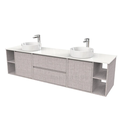 Mueble Vanitorio aereo para lavamanos sobreponer doble  de 200cm / M3-2034 -SPD / Notte