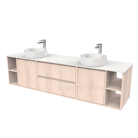 Mueble Vanitorio aereo para lavamanos sobreponer doble  de 200cm / M3-2034 -SPD /  Nougat